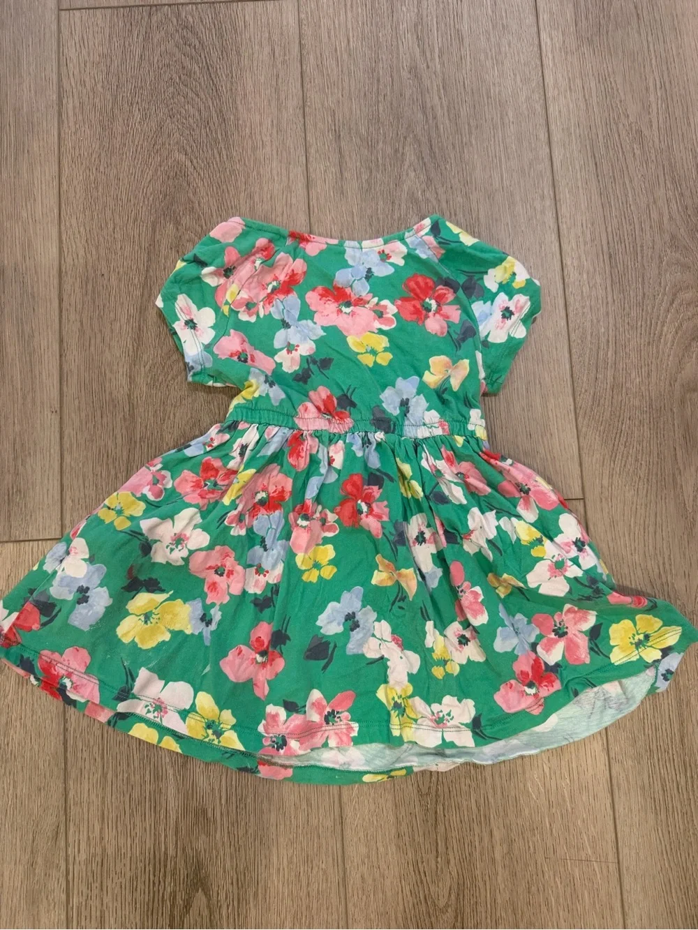 Joules Bright Green Floral Short Sleeve Play Dress